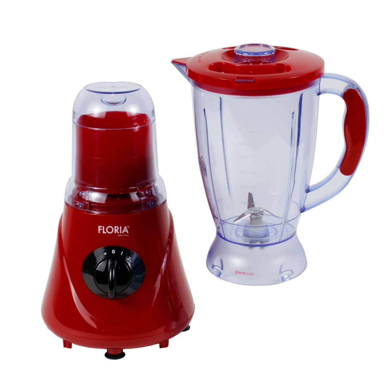 Blender 2 in 1 cu rasnita, 2 viteze + Pulse, 1.6L, 300W, Rosu