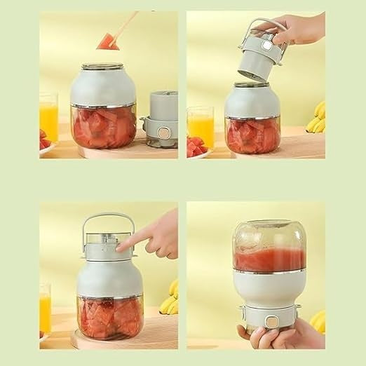 Blender portabil, reîncarcabil USB, cu 4 lame, pentru shake-uri și smoothie-uri, cu capac suplimentar, verde
