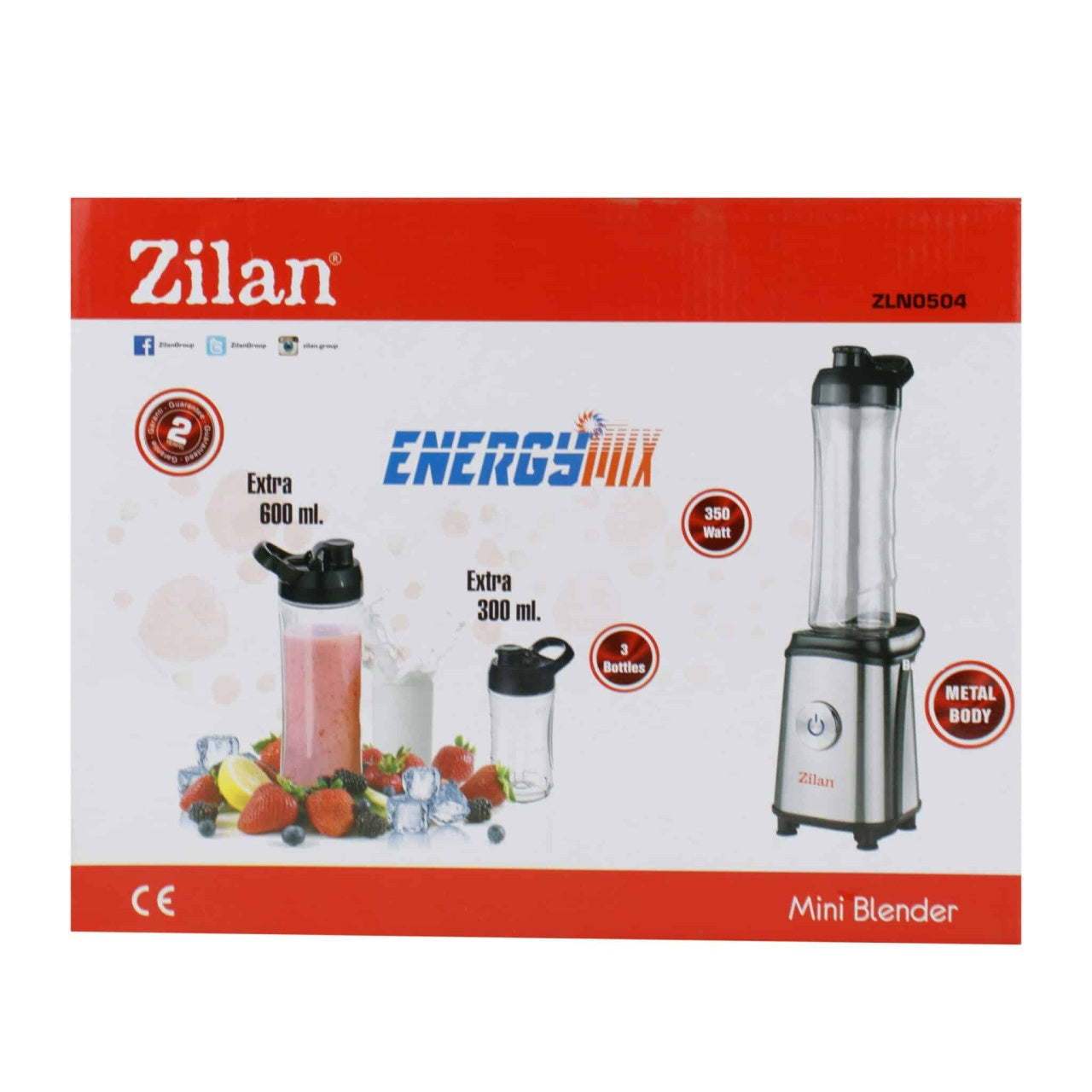 Blender sport cu 3 recipiente portabile, putere 350W, lame inoxidabile