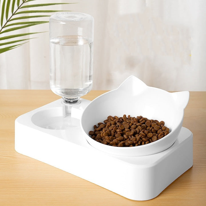Bol pentru pisici, cu reumplere automata a apei, dimensiuni 250x139x245mm, din PVC sigur, netoxic si de inalta calitate ecologica, alb