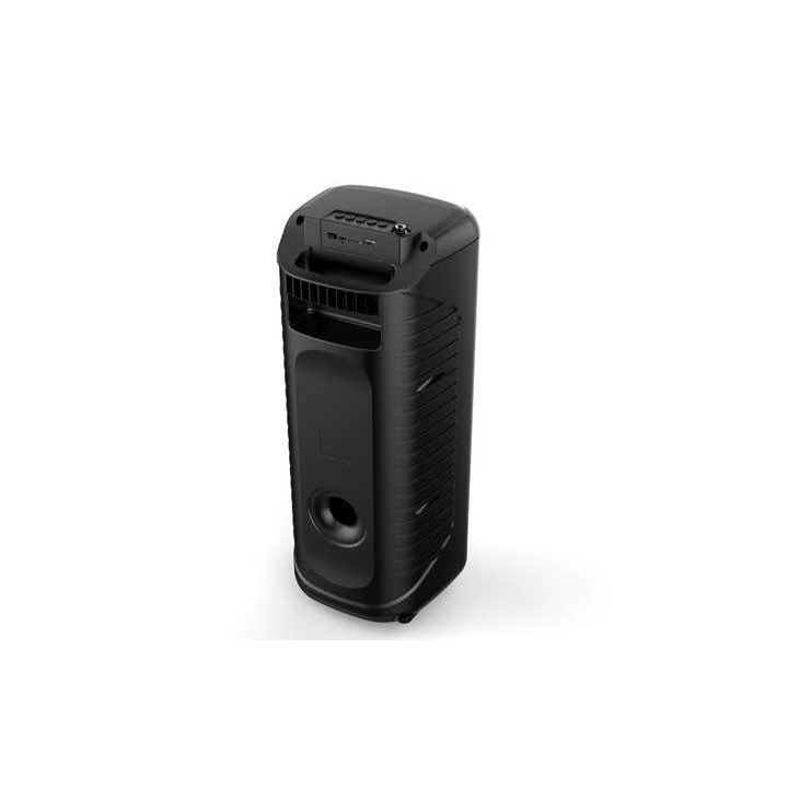 Boxa portabila cu lumini RGB, putere 20W, MP3, USB, bluetooth, TF, slot microfon, karaoke, acumulator, din plastic rezistent, negru