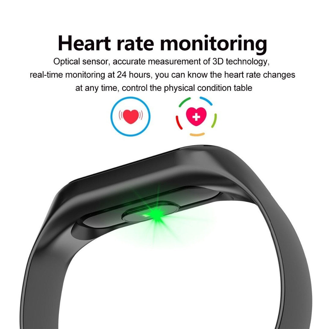 Bratara fitness TechONE™ M3, color, IP 65, multi sport, puls, tensiune, notificari, negru