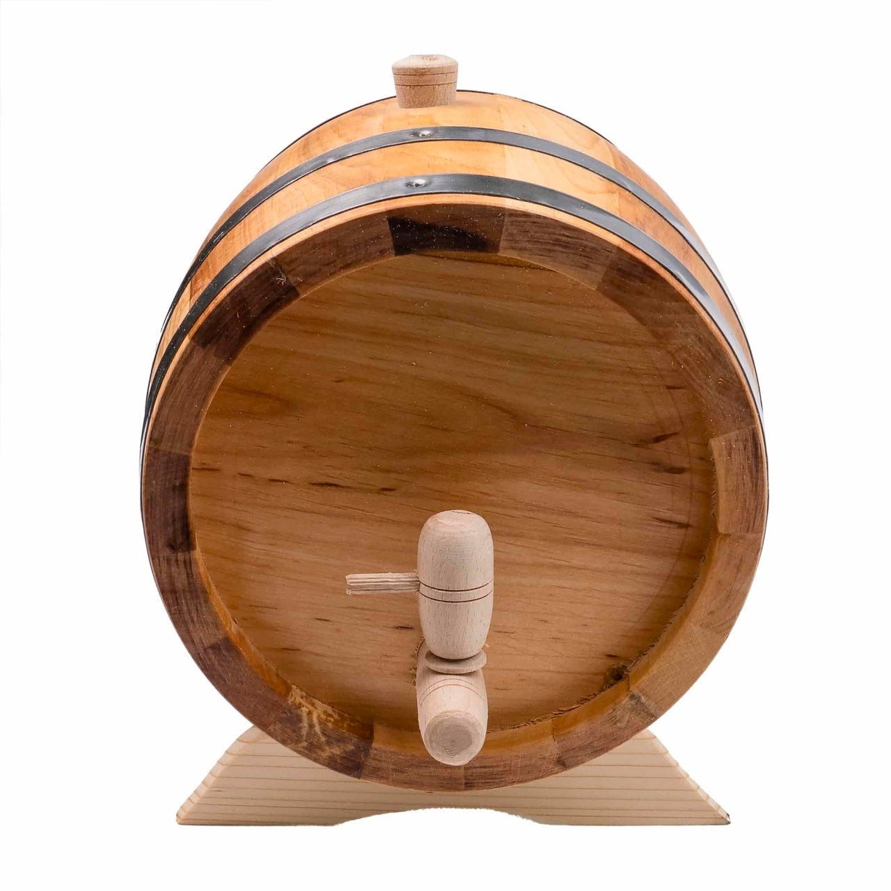 Butoi decorativ din lemn masiv de arin, capacitate 5L, cu robinet