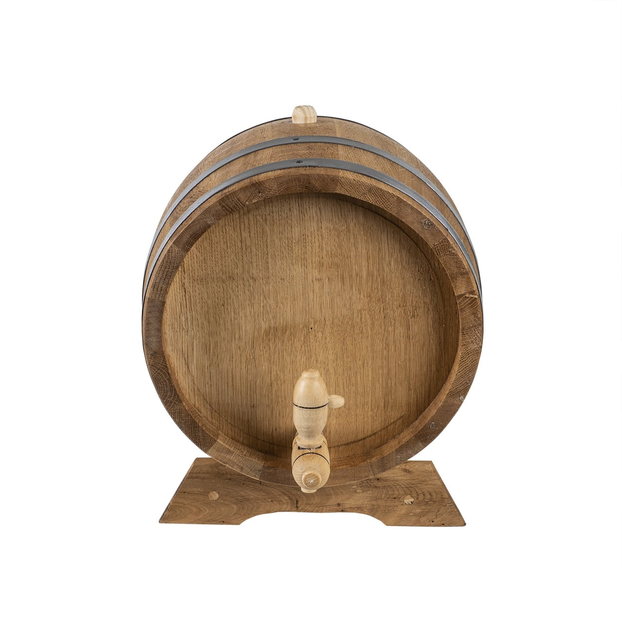 Butoi decorativ din lemn masiv de stejar, capacitate 10L, cu robinet