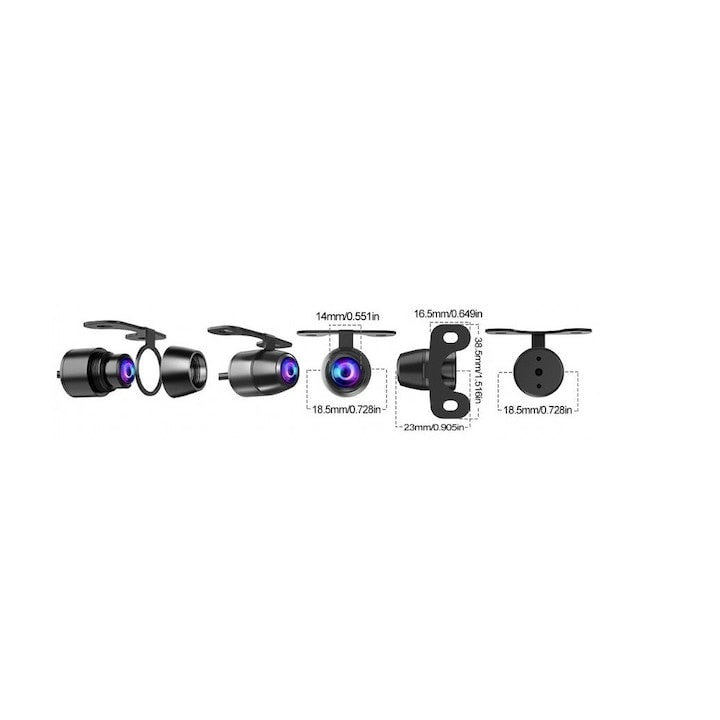 Camera auto marsarier, cu vedere nocturna, unghi 170°, cu suport de prindere, negru