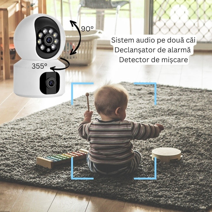 Camera de supraveghere interior, FOXMAG24, Full HD, audio-video bidirectional, alb, Wi-Fi