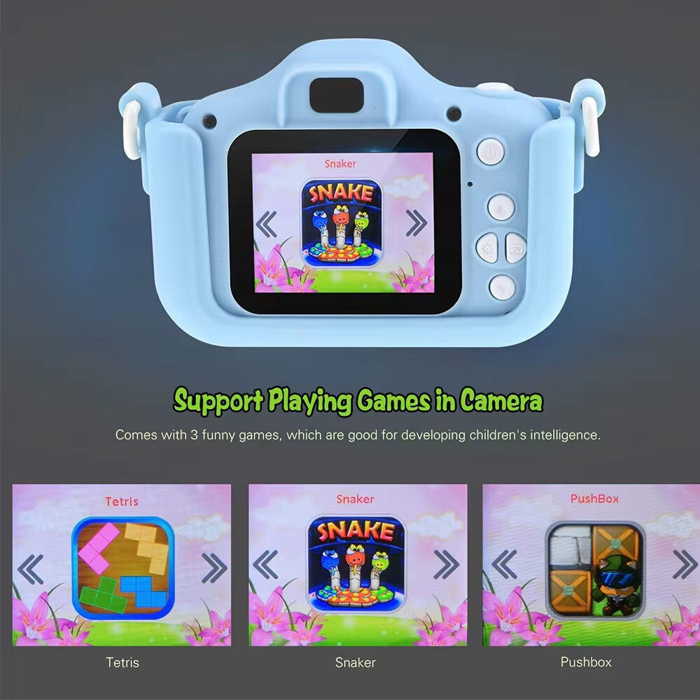 Camera foto digitala, 12MP, pentru copii, cu card de memorie, jocuri si rame foto