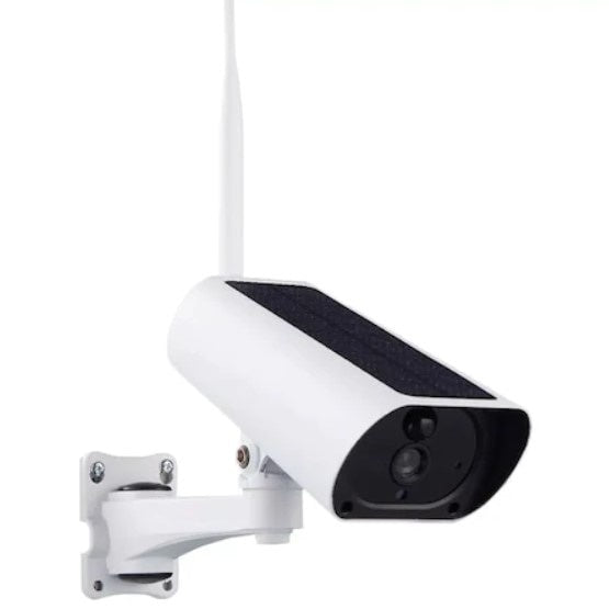 Camera Supraveghere FOXMAG24 de Exterior, cu Panou Solar si WIFI, 1080P HD, 2 MP, IP 65, Slot TF Card, PIR, IR, Carcasa Metalica, Antena, Suport Montare, Alb