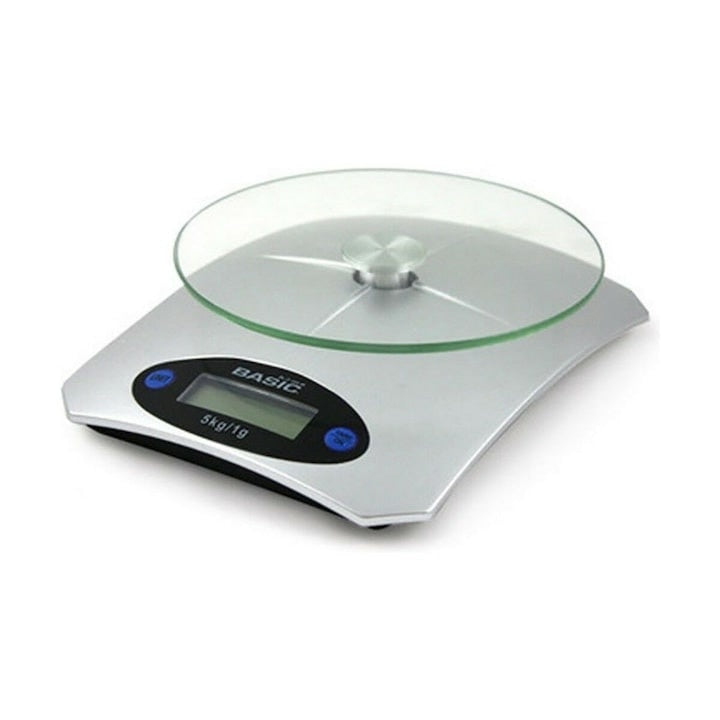 Cantar de bucatarie, cu precizie mare de cantarire, din plastic si sticla, capacitate maxima de cantarire 5 kg, gri