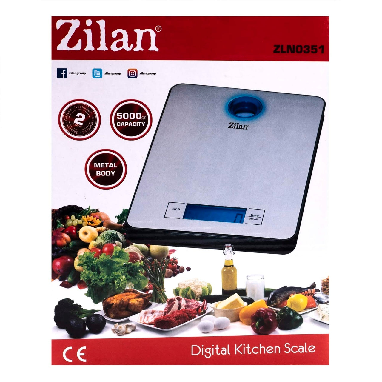 Cantar digital de bucatarie din inox, capacitate pana la 5 kg, display LCD