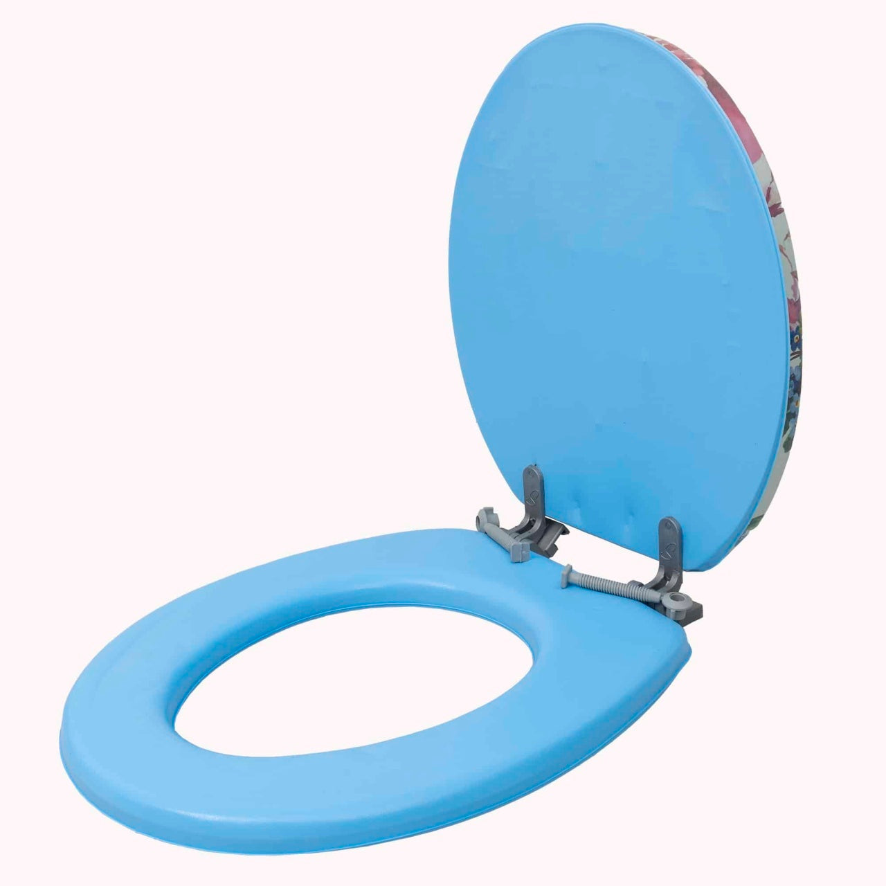 Capac WC albastru cu burete, latime 340 mm, sistem inchidere standard