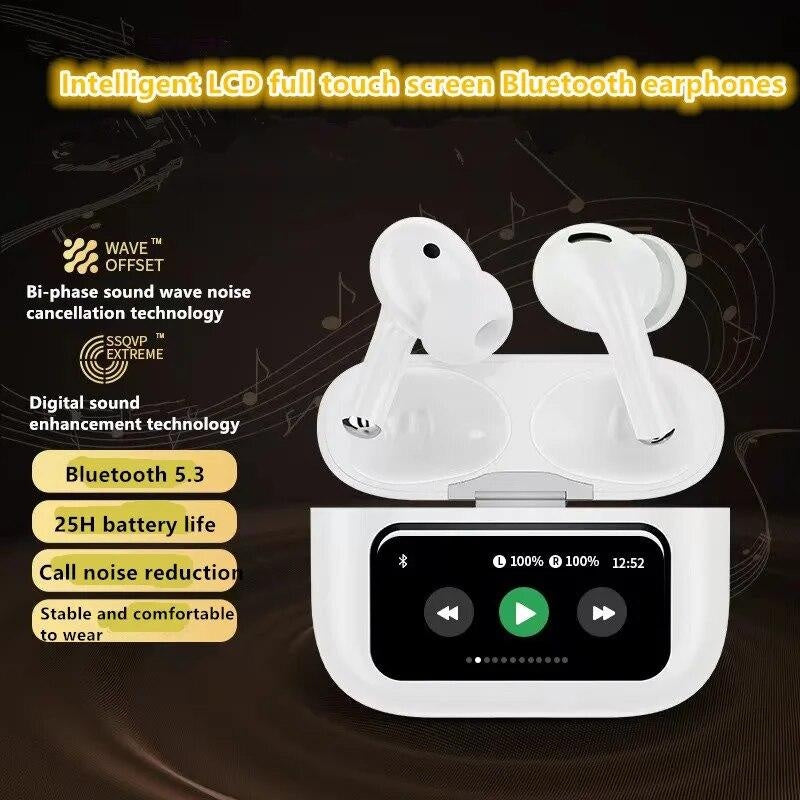 Casti Bluetooth, A8Pro, cu ecran color, True Wireless, reducere activa a zgomotului, cu microfon ANC