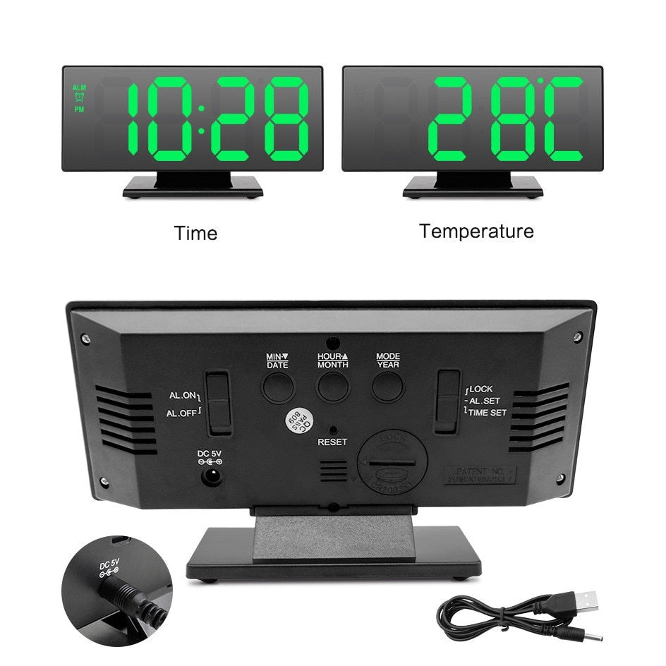 Ceas digital led mirror clock cu afisaj verde , DS-3618L-V