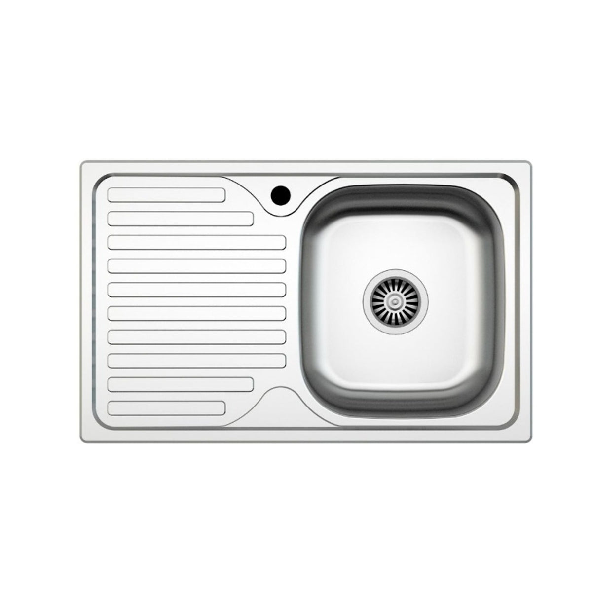 Chiuveta inox anticalcar cuva dreapta 43.5x76 cm, cu picurator si preaplin