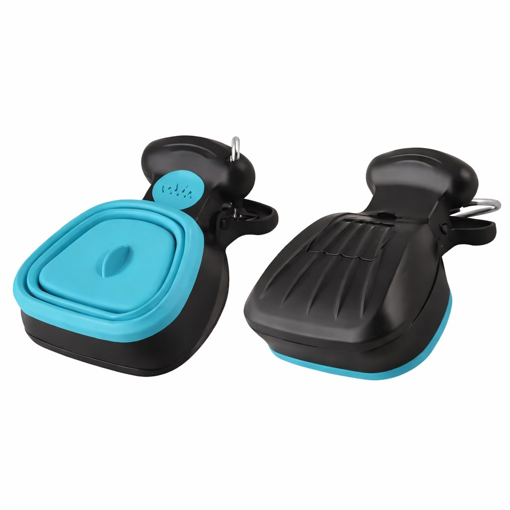 Cleste pentru excremente caini – cleste din plastic pliabil, cu carabina, portabil, Albastru
