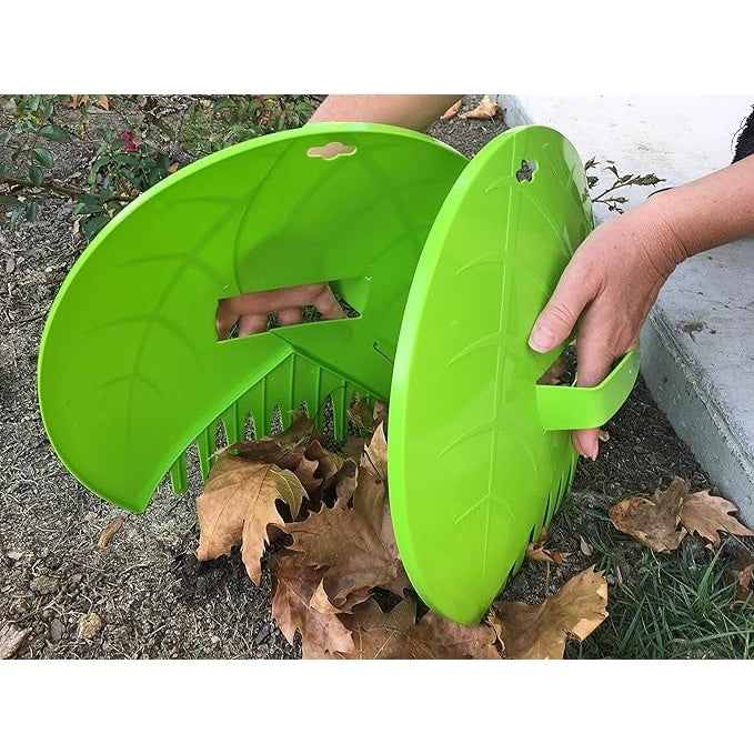 Colector manual de frunze, 2 buc, din plastic, dimensiuni 36 X 31 cm, cu maner integrat, verde