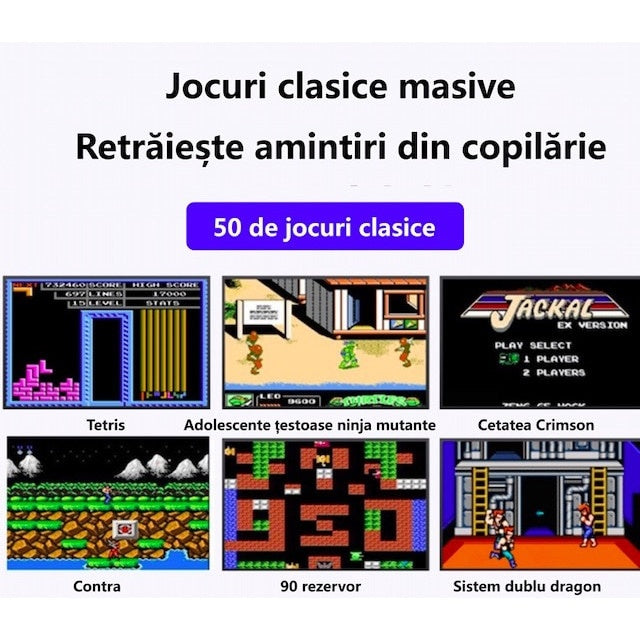 Consola de joc portabila, 500 de jocuri, retro, Gri
