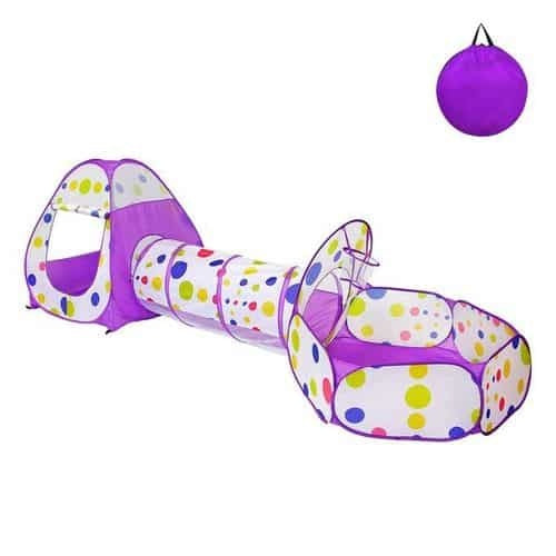 Cort de joaca copii 3 in 1 mov cu tunel si tarc, textil rezistent