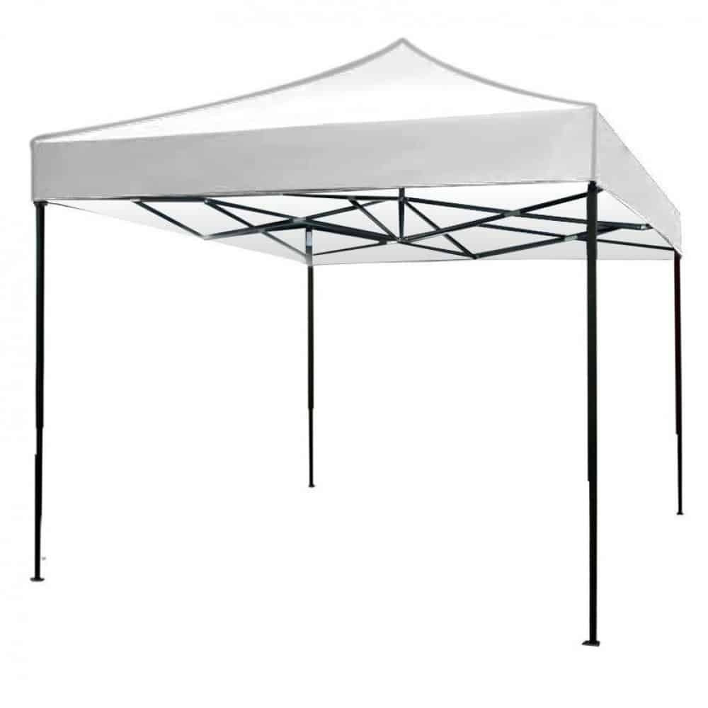 Cort pavilion metalic 3x3m alb, impermeabil, cu picioare telescopice si cadru otel