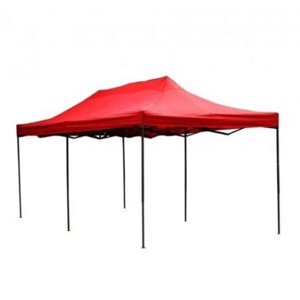 Cort pavilion metalic gradina impermeabil 3x6 m rosu
