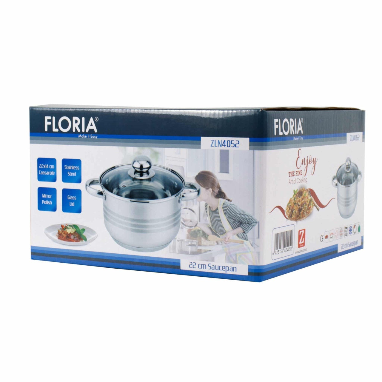 Cratita inox cu capac, 4L, baza stratificata, capac sticla termorezistenta