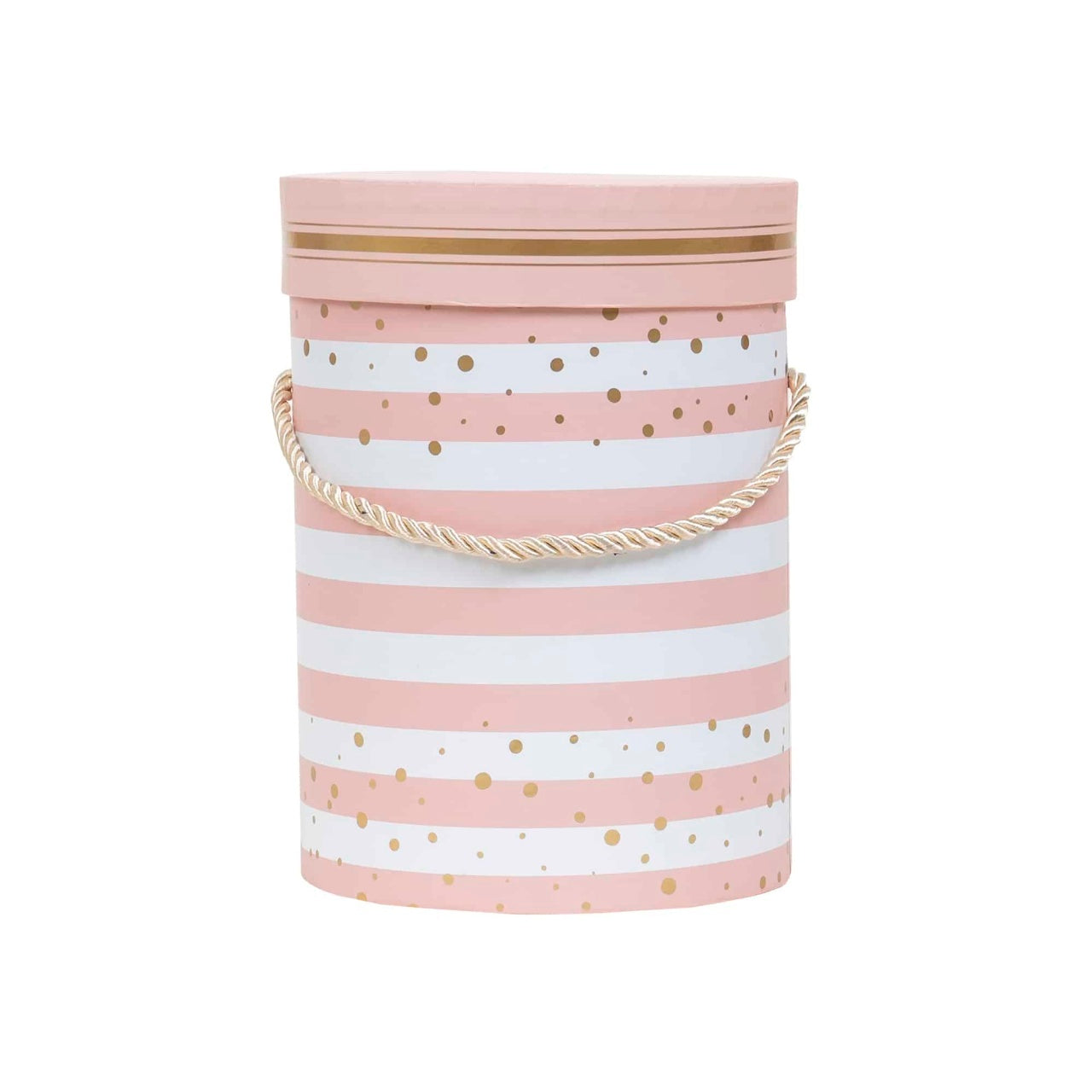 Cutie cilindrica roz cu model, 18 cm inaltime si 13.5 cm diametru