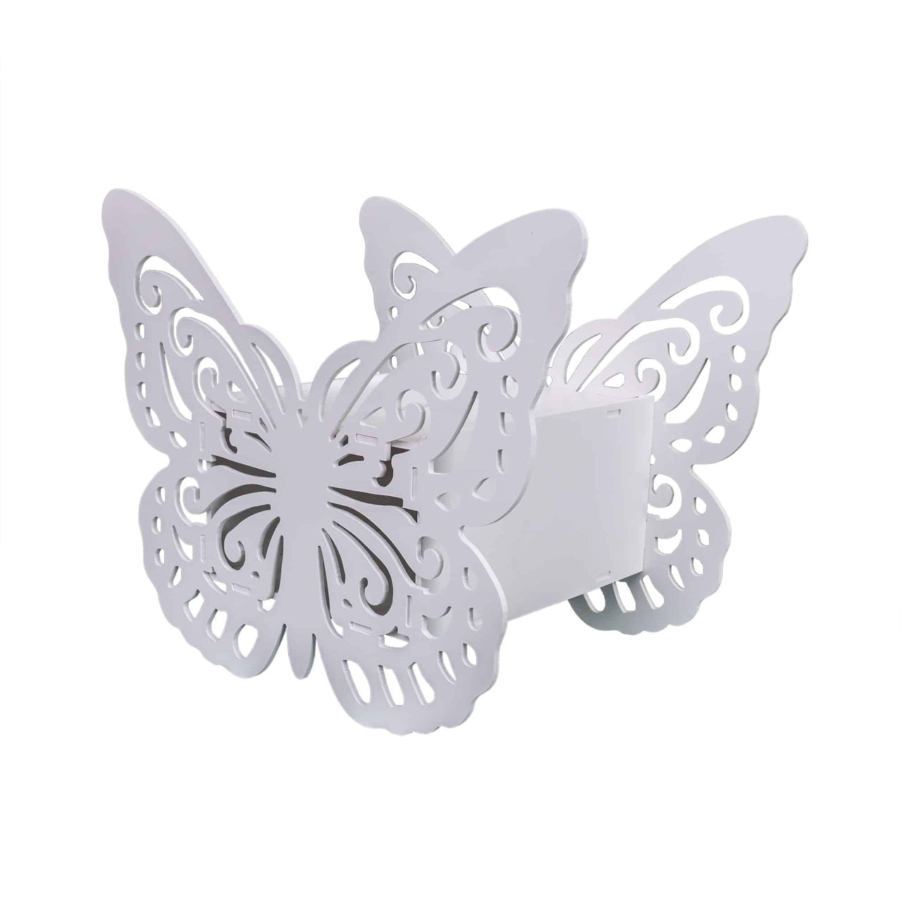 Cutie de dar pentru evenimente, forma fluture, lemn alb 27.5x42 cm
