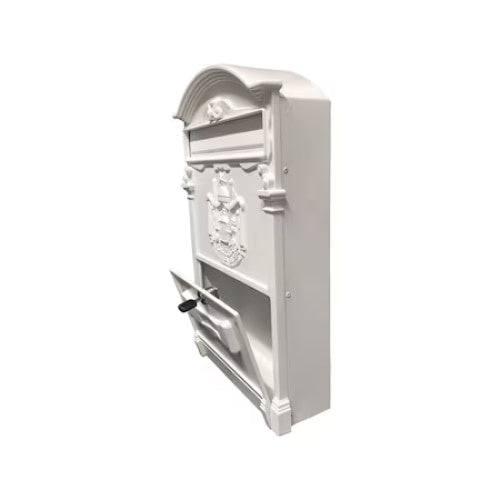 Cutie postala, metalica, pentru exterior, dimensiuni 410x260x90mm, cu deschidere frontala, alb