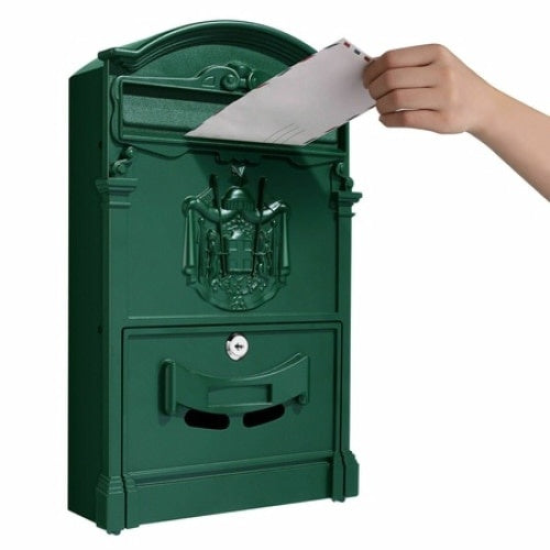 Cutie postala, metalica, pentru exterior, dimensiuni 410x260x90mm, cu deschidere frontala, verde