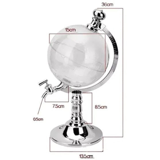 Dozator pentru bauturi FOXMAG24, in forma de Glob Pamantesc, plastic, transparent, 3.5 l