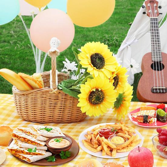 Patura de picnic, tip gentuta, pliabila, impermeabila, pentru plaja si camping, 100x150cm, galben-alb