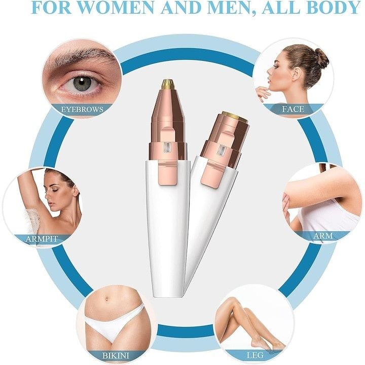Epilator de sprancene si facial, 2 in 1, cu 2 capete interschimbabile, incarcare USB, cu lame din otel inoxidabil, cu LED indicator, alb
