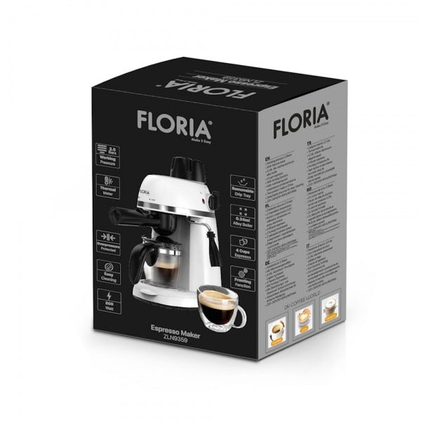 Expressor cafea alb, 800W, presiune 3.5 bari, capacitate 4 cesti