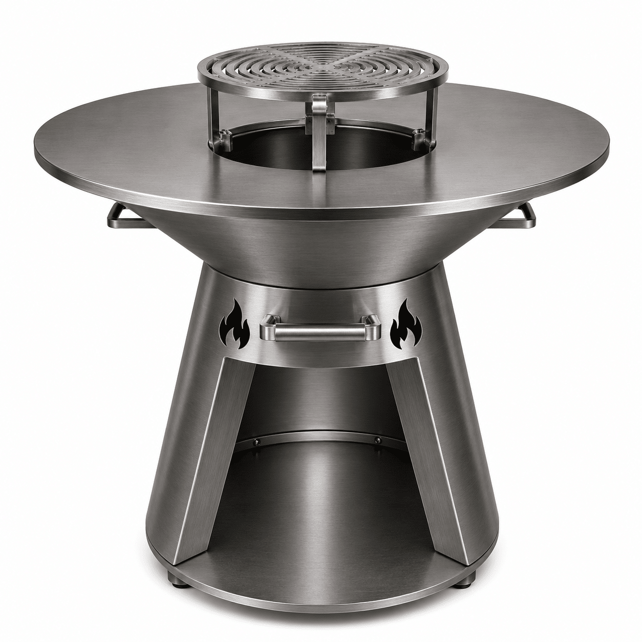 Gratar con cu plita rotunda inox 850 mm, inaltime 950 mm pentru gatit in aer liber