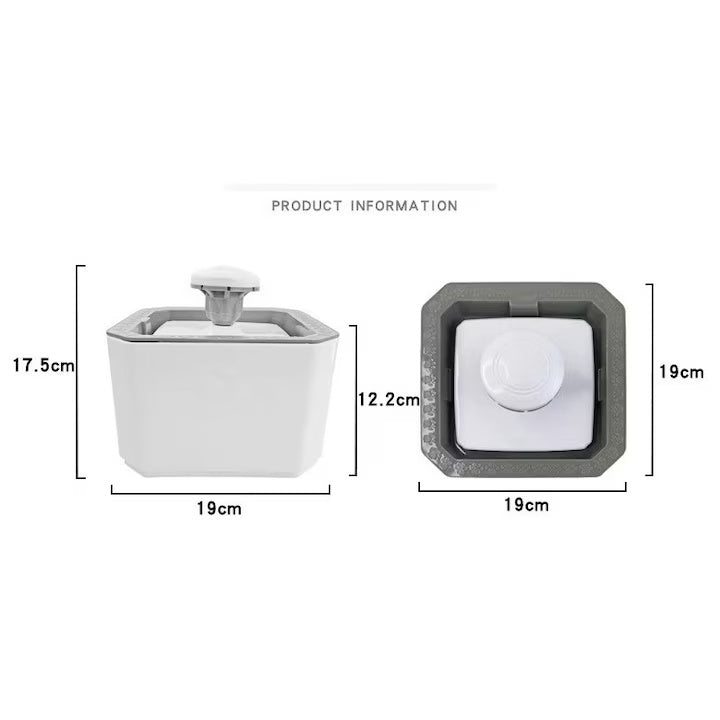 Fantana de apa ultra-silentioasa pentru animale, capacitate 2.5L, reincarcabila USB, cu filtru carbune