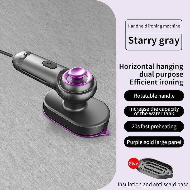 Fier de calcat portabil, calcat uscat si cu abur, maner rotativ 360°, rezervor de apa cu capacitate mare, compact si usor de folosit, mov
