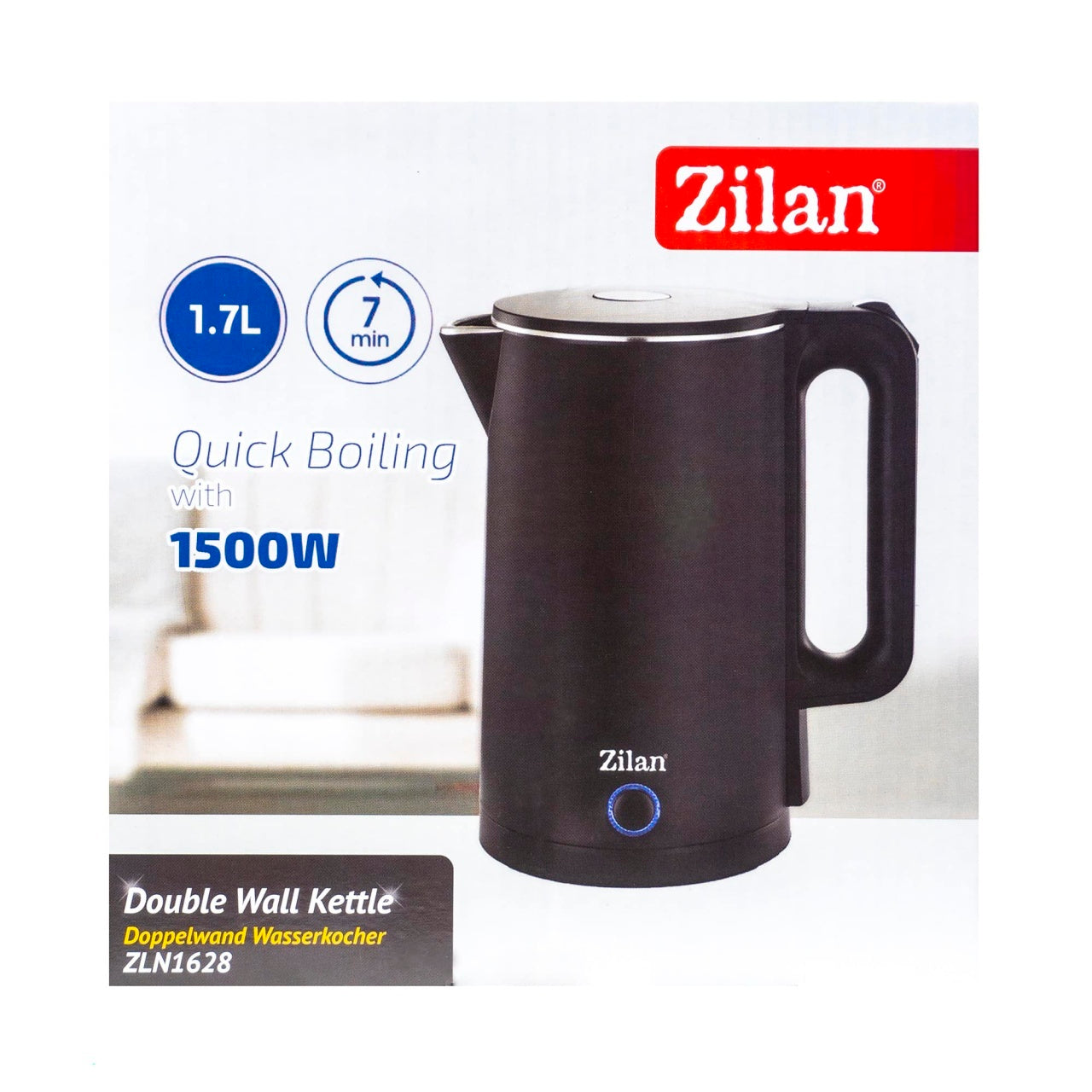 Fierbator electric 1500W, capacitate 1.7L, culoare negru, cablu rotativ 360°