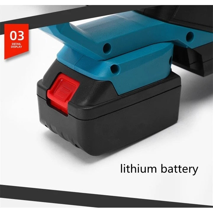Foarfeca pentru gradina, electrica, pentru gardul viu, cu acumulator inclus, folosire fara fir, autonomie 3-4 ore, zgomot redus si utilizare usoara, negru/albastru