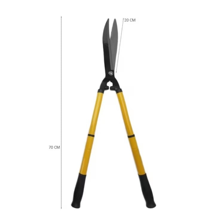 Foarfeca pentru gradinarit, cu maner telescopic, cu taiere precisa, protectie antialunecare, din metal si plastic, galben
