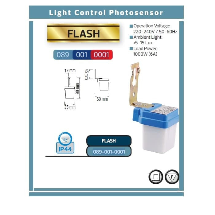 Fotosenzor noapte-zi 5-15 Lux, 6A, 1000W, IP44 pentru control iluminat