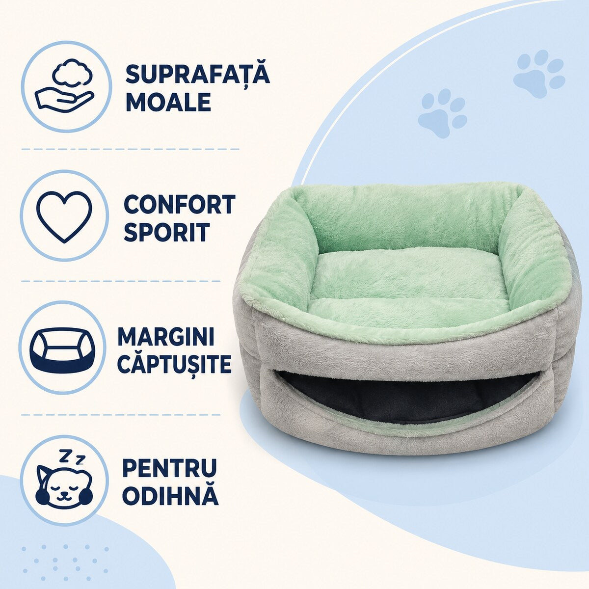 Pat Oval Căptușit pentru Câini și Pisici, Culori Asortate – imagine 3
