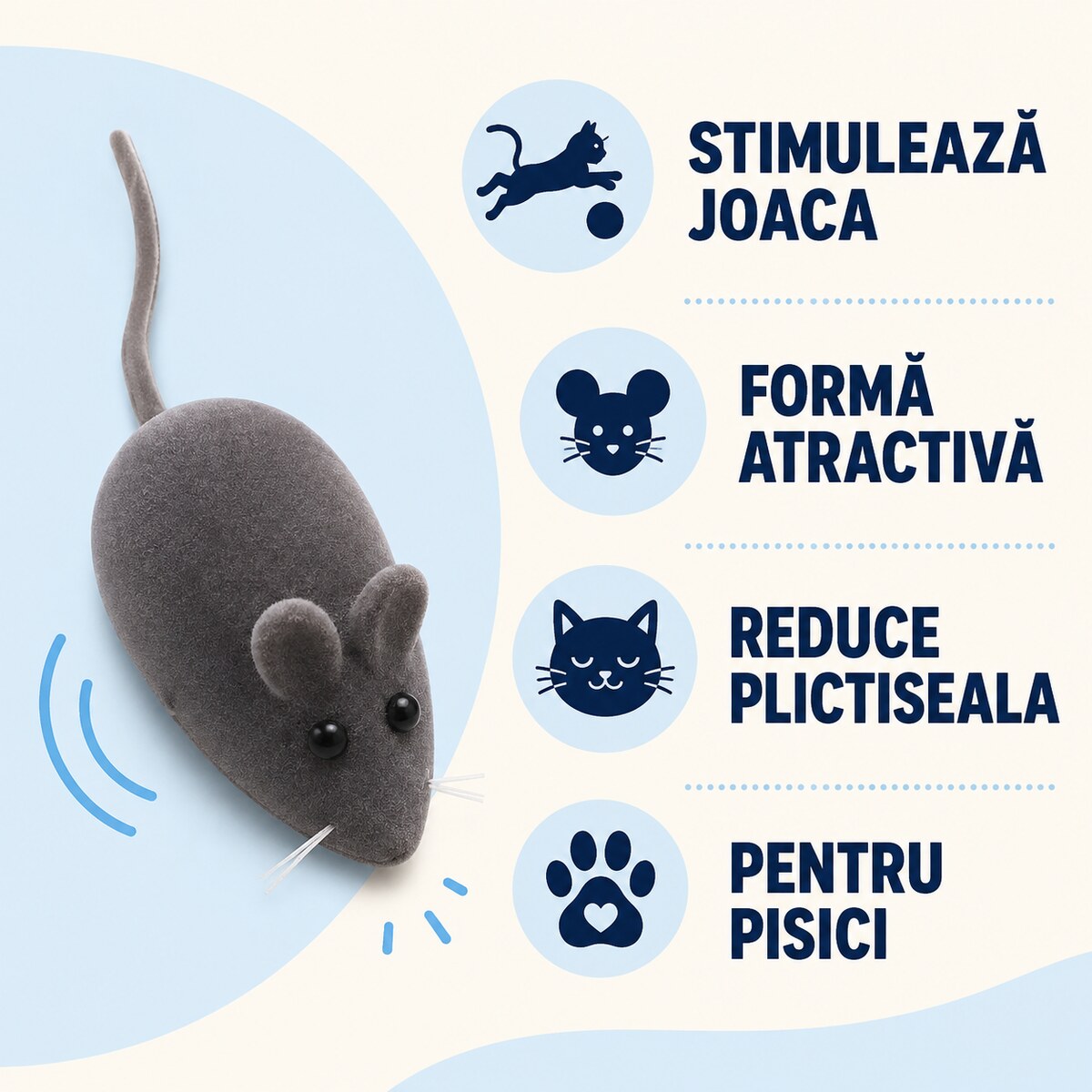 Jucărie Șoricel cu Sunet pentru Pisici, Gri – imagine 3