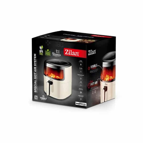 Friteuza Air Fryer 5L, 1500W, display LED, 12 programe, crem