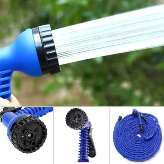 Furtun extensibil FOXMAG24 din latex pentru gradina cu pistol de udat, lungime 60 m