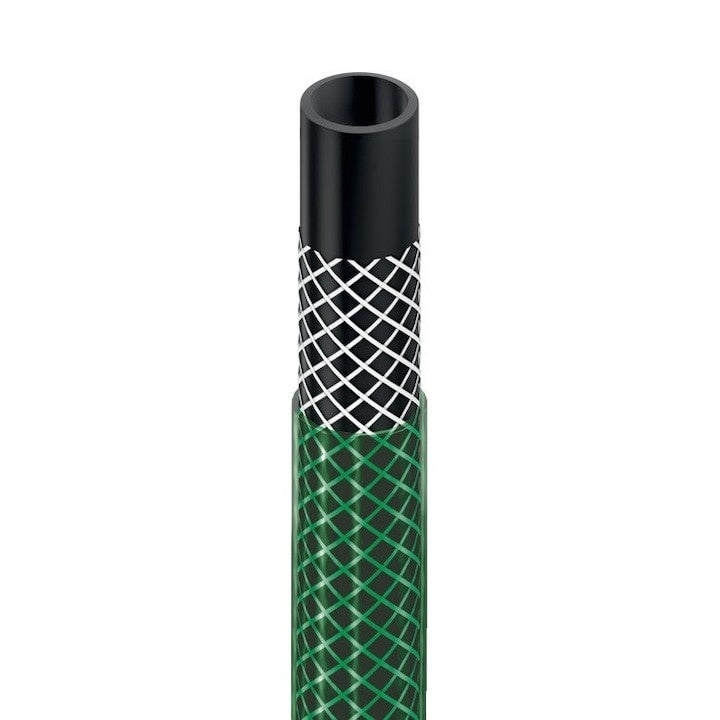Furtun pentru udat gradina, lungime 15m, cu conectori, cu 3 straturi, stropitor, verde