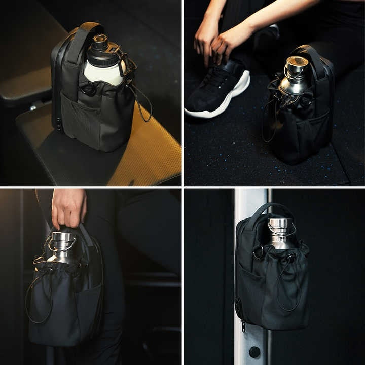 Ghiozdan fitness magnetic pentru sala de sport, suport portabil pentru sticla de apa, accesorii antrenament, unisex, compact si rezistent, negru