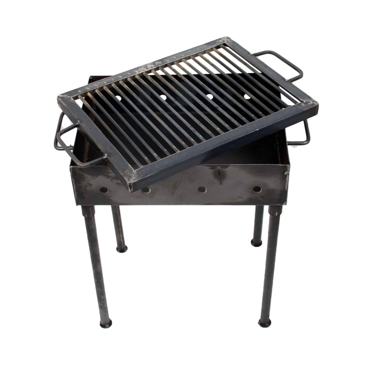 Gratar metalic pe carbuni 40x30 cm cu picioare demontabile si aerisire laterala