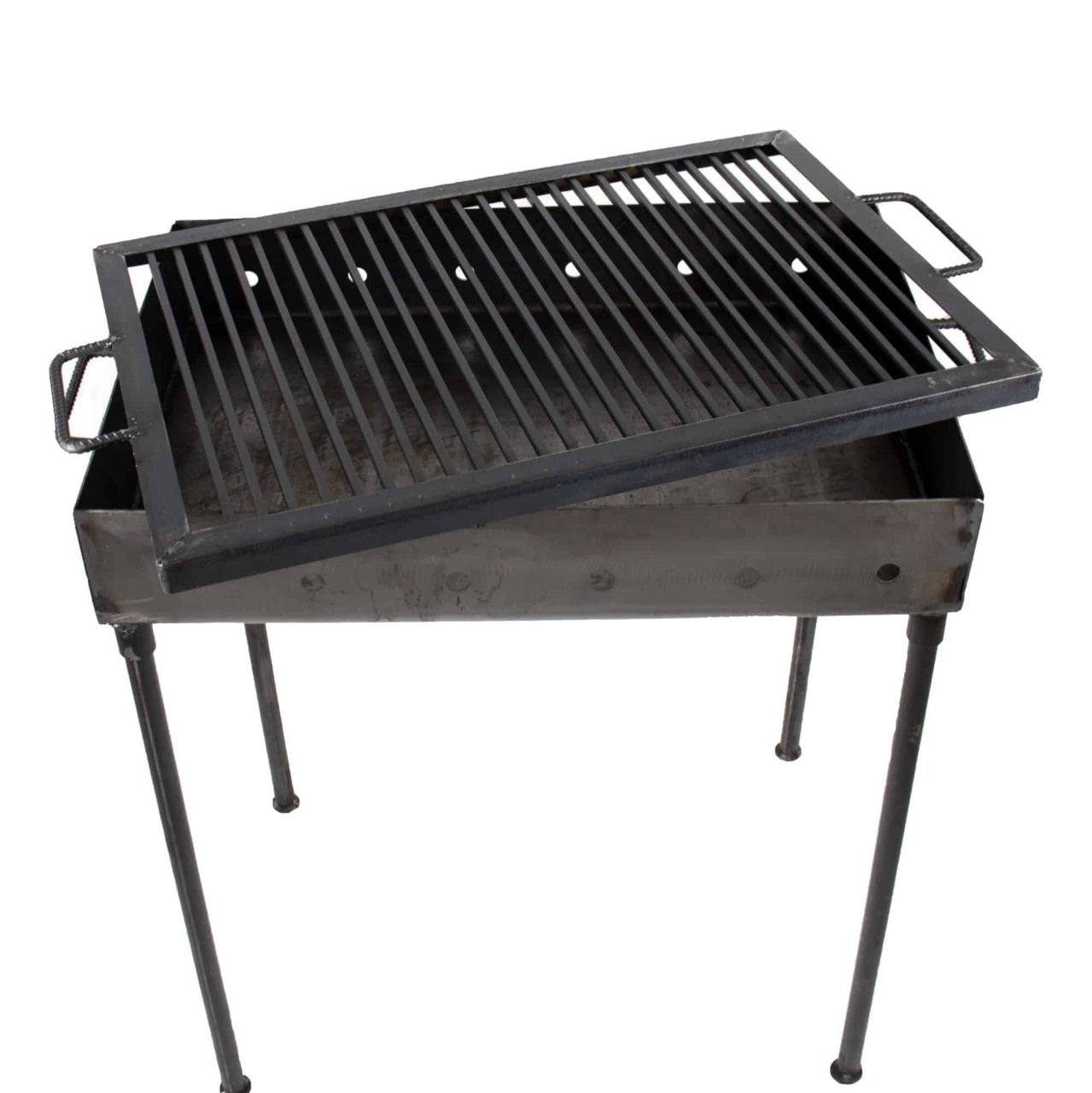 Gratar metalic pe carbuni 60x40 cm cu picioare detasabile si tiraj optim