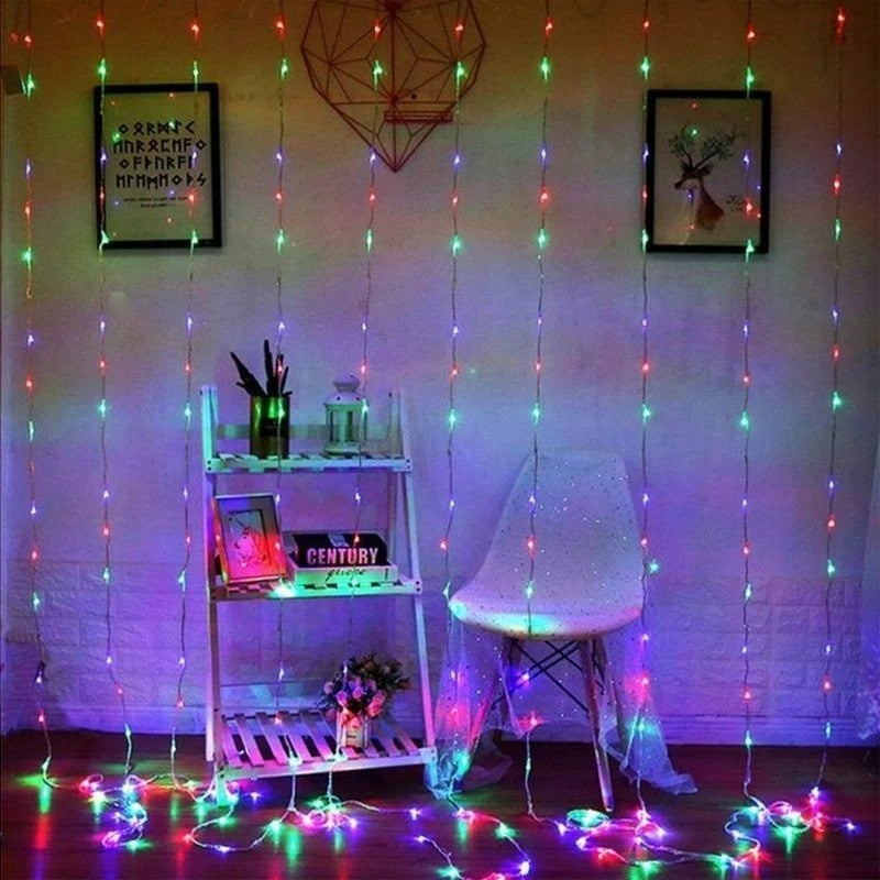 Perdea luminoasă LED, 429 LED-uri, 3 × 3 m, multicoloră – imagine 4