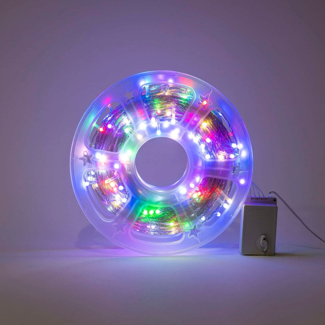 Instalatie de Craciun interior 50m, 240 LED-uri multicolore, 8 jocuri de lumini, fir alb